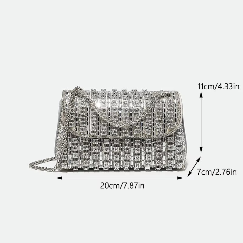 Aurora Clutch – Rhinestone Grid Evening Purse