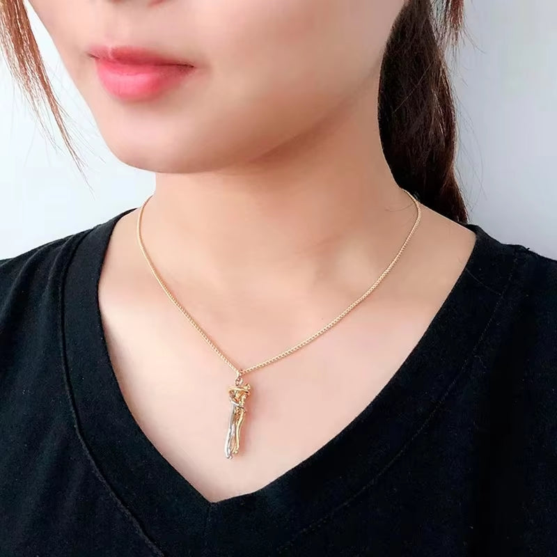 Embrace Pendant Necklace – Stainless Steel Couple Jewelry