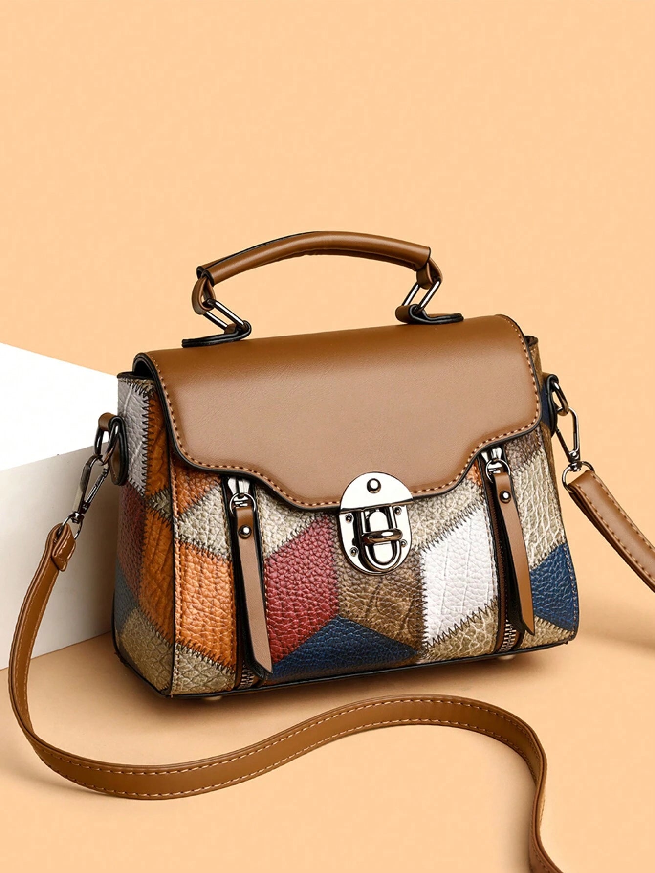 RetroLock | Convertible Patchwork Square Bag