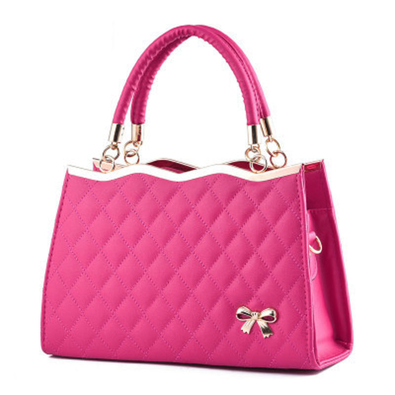 Ribbon Grace | Quilted Soft-Handle Top Zip Satchel