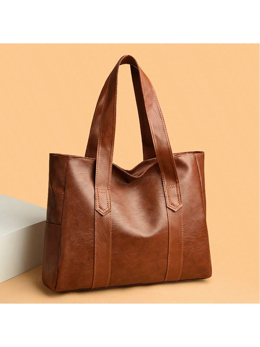 Chestnut Ruched Tote | Vintage-Inspired Shoulder Carryall in Matte Brown