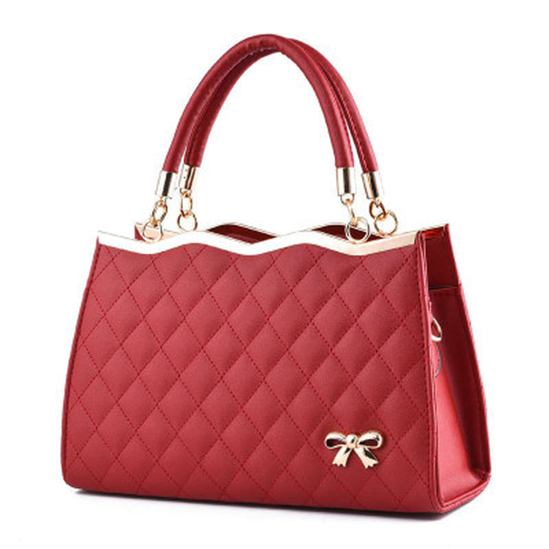 Ribbon Grace | Quilted Soft-Handle Top Zip Satchel