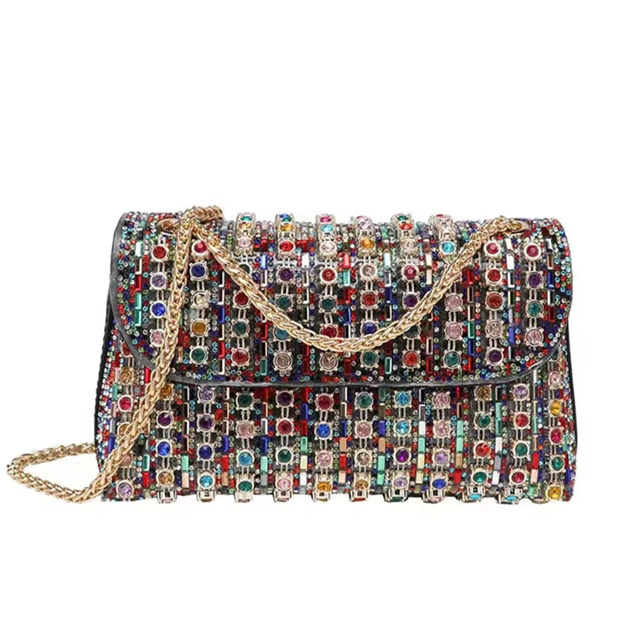 Aurora Clutch – Rhinestone Grid Evening Purse