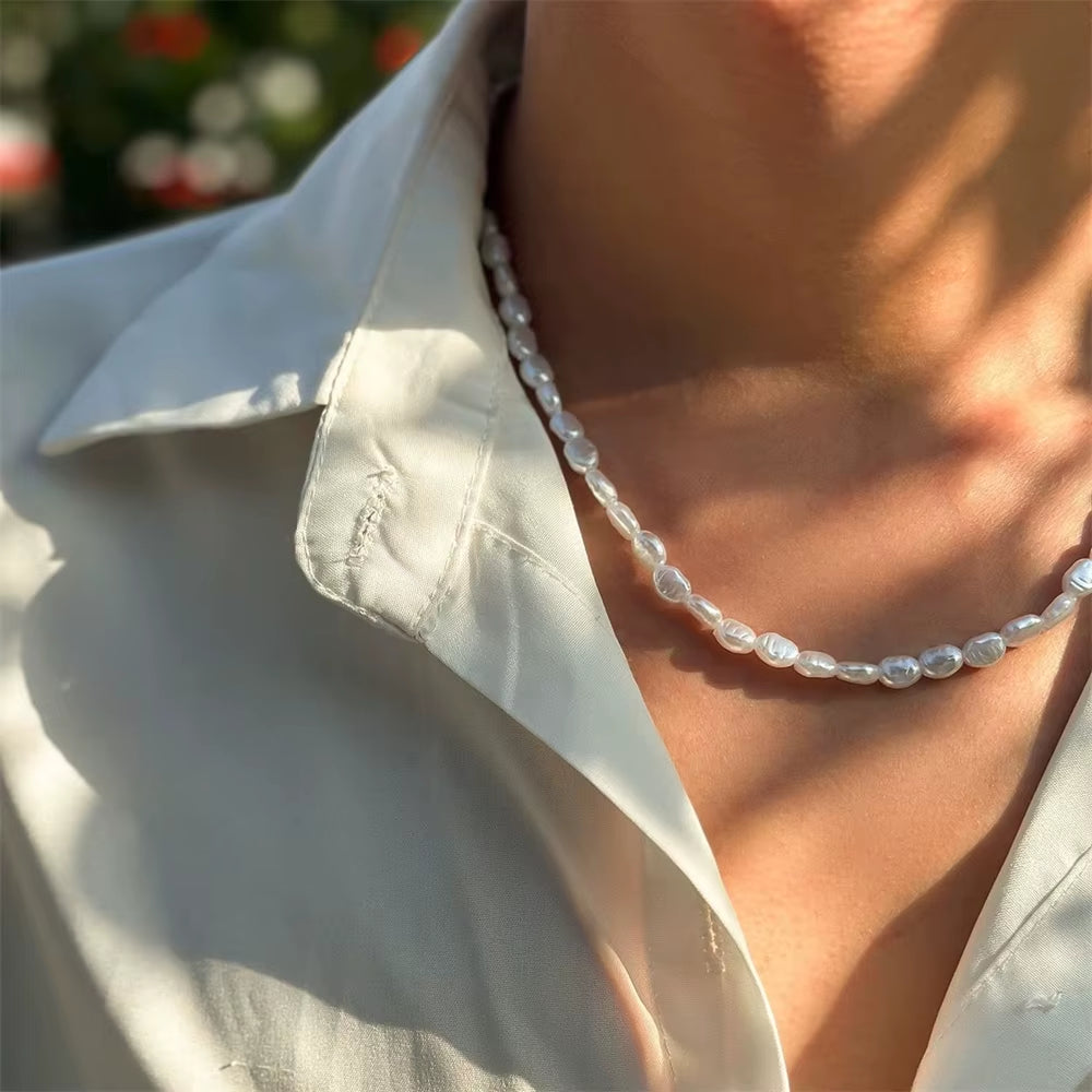 Baroque Irregular Pearl Collar Necklace – Sculpted Elegance in Asymmetry