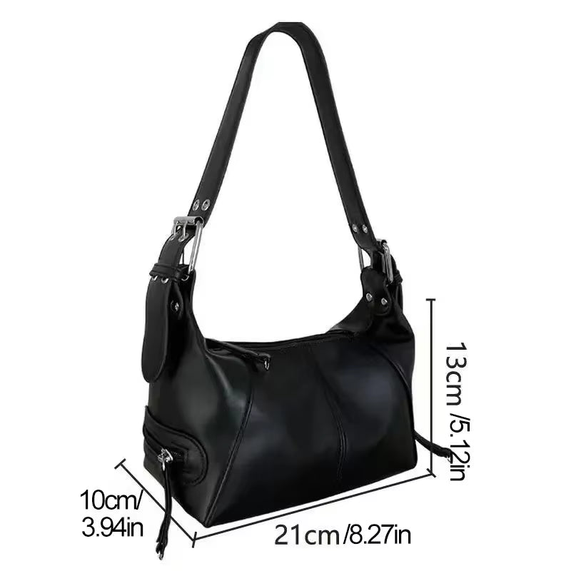Midnight Arc | Wide Strap Crescent Shoulder Bag